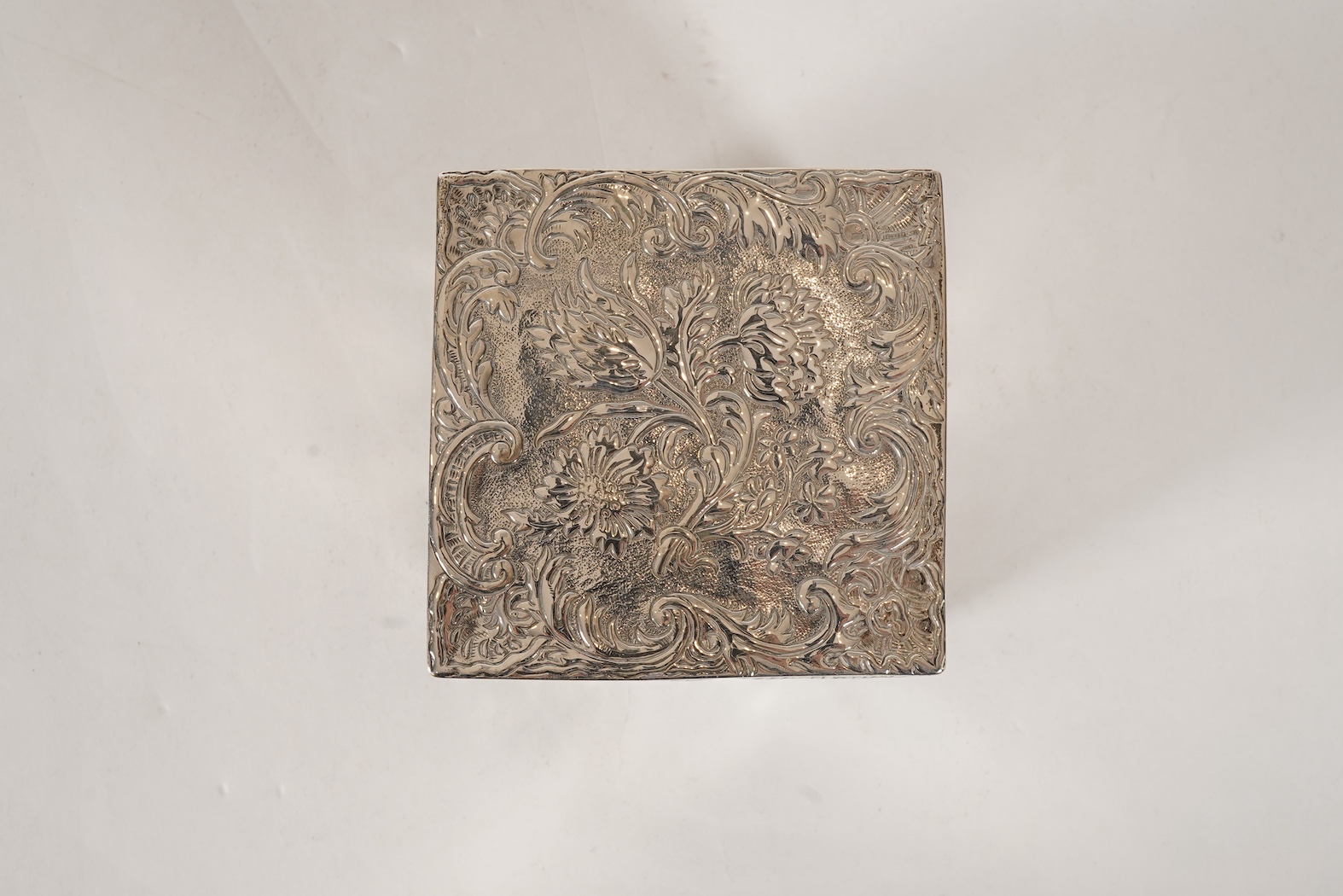 A late Victorian silver square tea caddy, by William Aitken